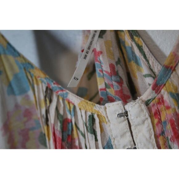 Free People Pintuck Ruffle Sheer Floral Sleeveless Swing Tunic Top Pockets Small - Picture 9 of 16